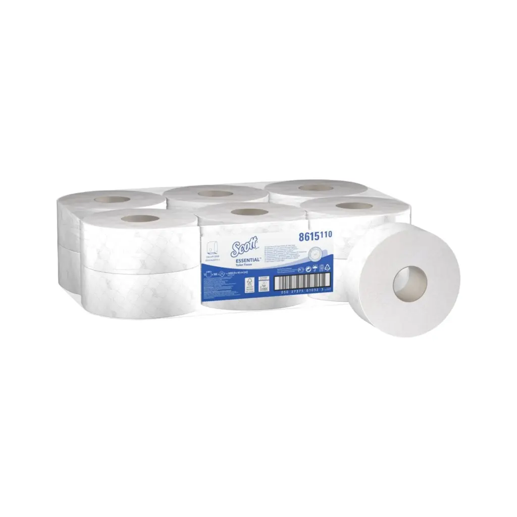 [KC8615] Kimberley-Clark Jumbo tekercses toalettpapír, Scott ESSENTIAL, fehér, 2 réteg,  200 m hosszú 12 tek./karton