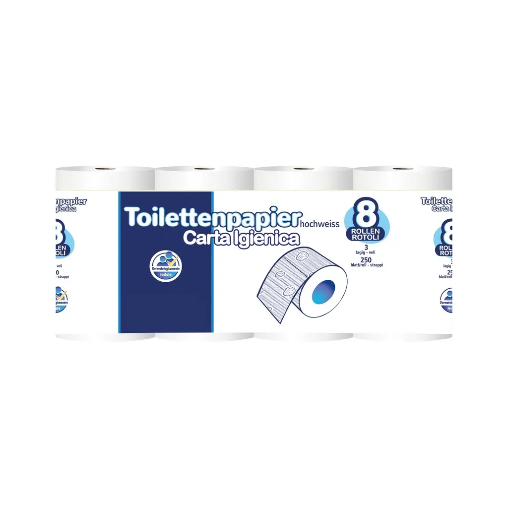 Ecopaper kistekercses toalettpapír, fehér, 3 réteg, cellulóz, 28 m, 8 tek./karton