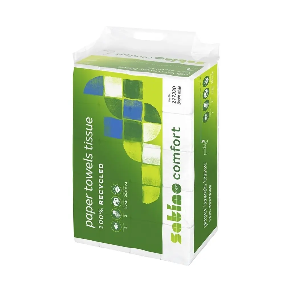 Wepa Comfort papír kéztörlő, 2 réteg, 21x24 cm, újrahasznosított, 25 x 150 lap, Z hajtás , Kifutó