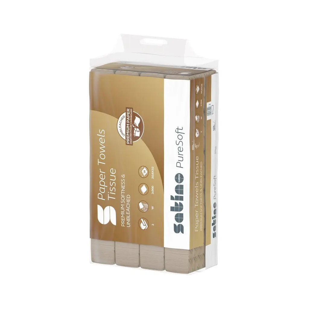 Wepa PureSoft papír kéztörlő, natúr, 2 réteg, 21x32 cm, 25 x 120 lap, W hajtás