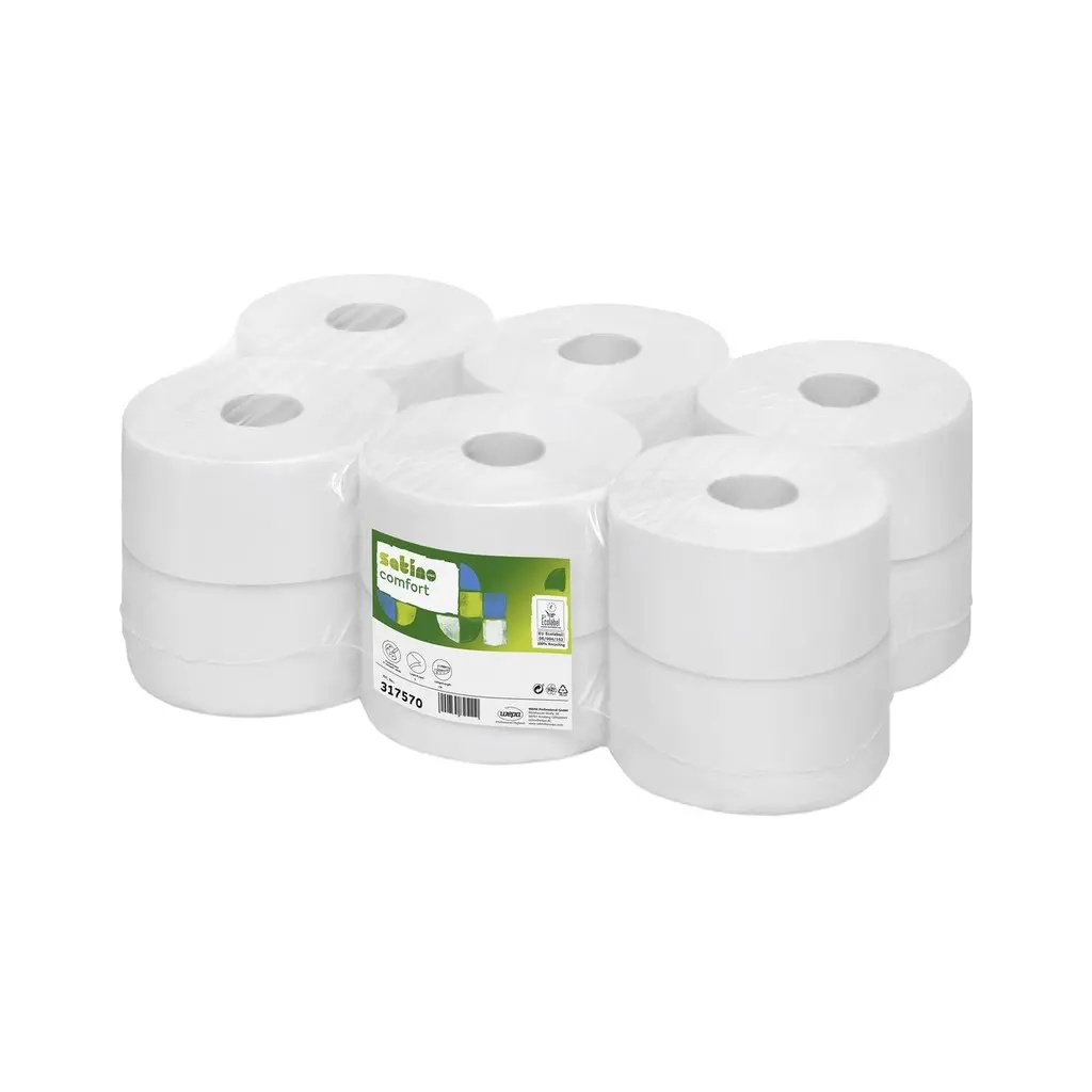 [WE317570] Wepa Comfort tekercses toalettpapír, fehér, 3 réteg, D18, 120 m, újrahasznosított, 12 tek./karton, JT1 , Kifutó