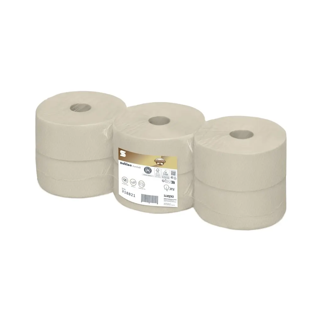 [WE318820] Wepa PureSoft tekercses toalettpapír, natúr, 2 réteg, D26, 380m, 6 tek./karton