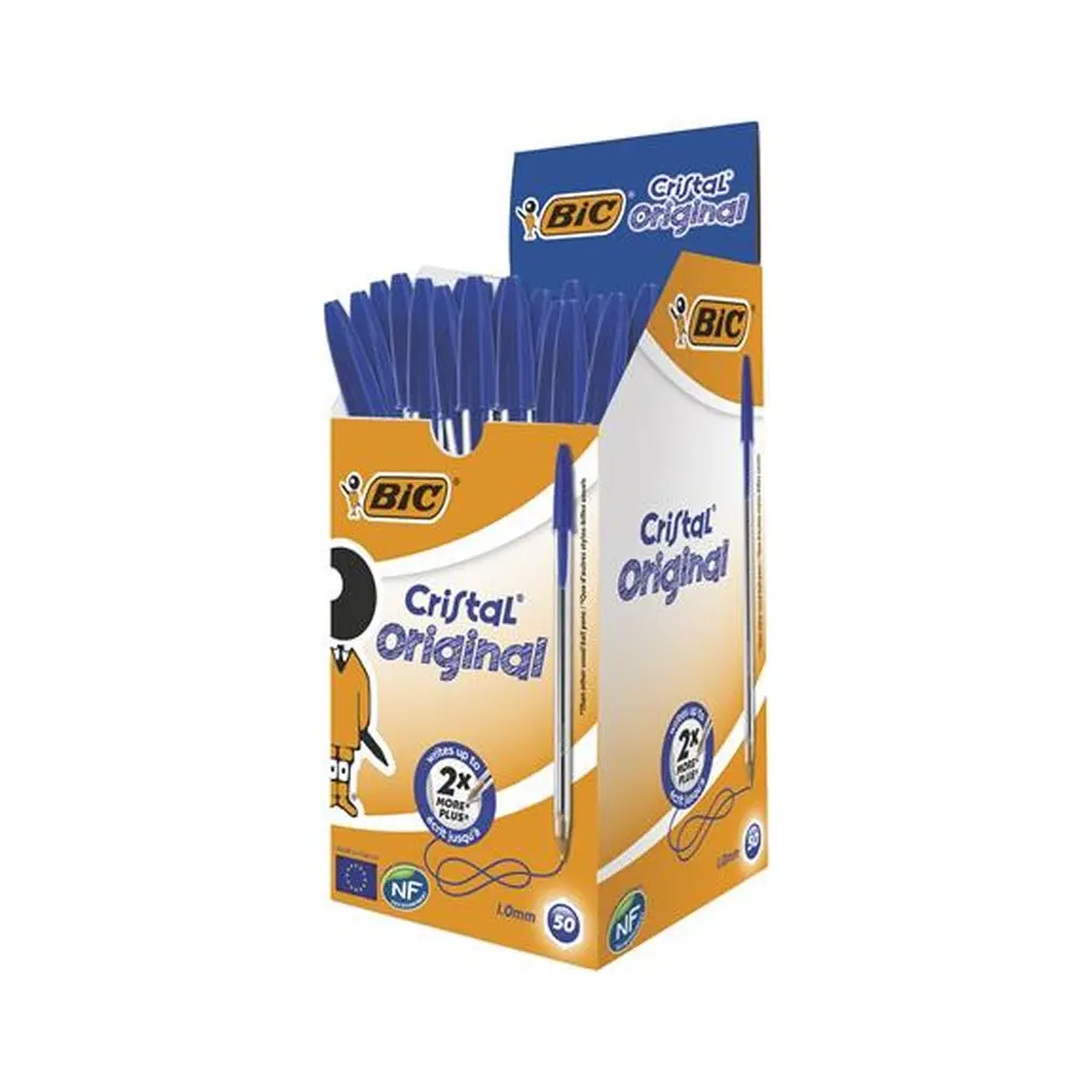 Golyóstoll, 0,32mm, kupakos, BIC "Cristal Original", kék, 50db/doboz