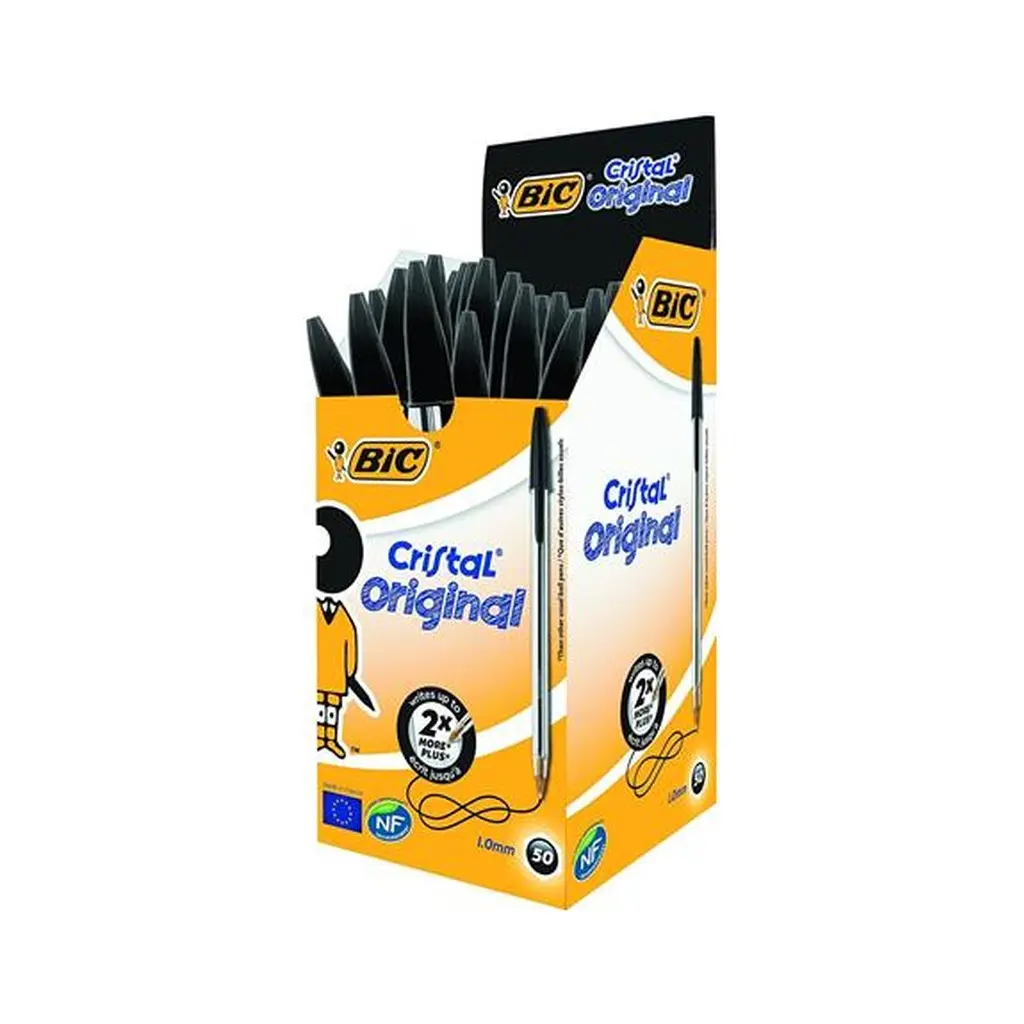 [CWBC8373639] Golyóstoll, 0,32mm, kupakos, BIC "Cristal Original", fekete, 50db/doboz