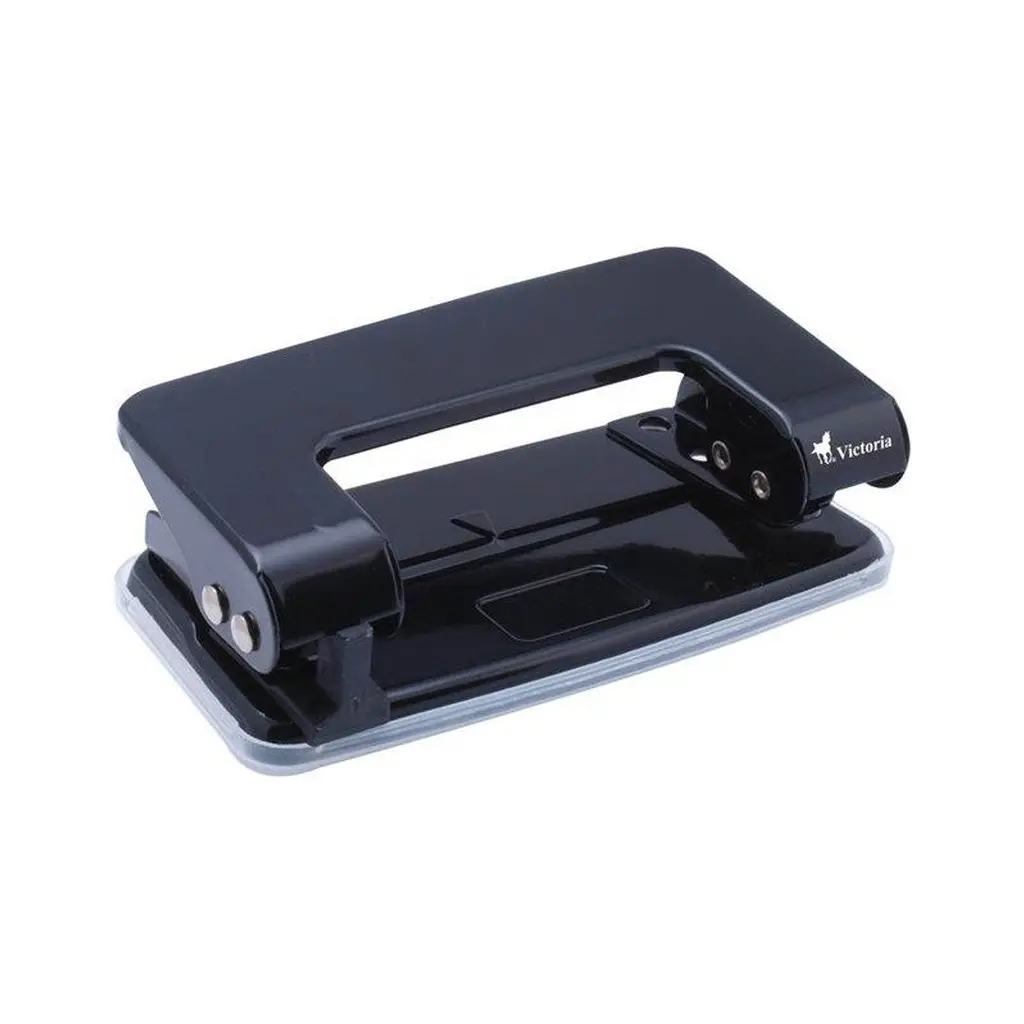 Lyukasztó, kétlyukú, 10 lap, fém, VICTORIA, fekete