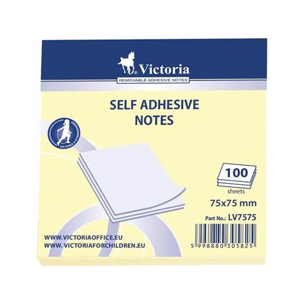 Öntapadó jegyzettömb, 75x75 mm, 100 lap, sárga