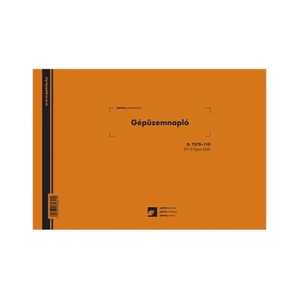 A4 25x3 lap fekvő "Gépüzemnapló" nyomtatvány