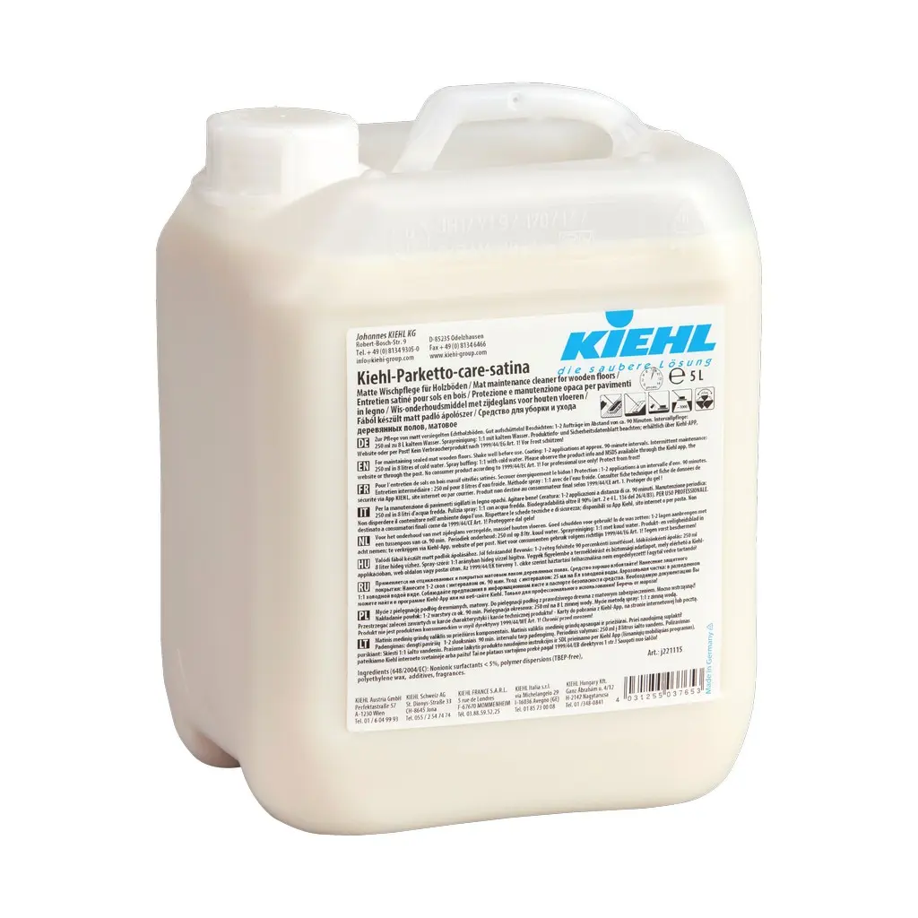 [KIJ221105] Parketto-Care-Satina Kiehl, 5 l, bevonat, fából készült matt padló ápolószer