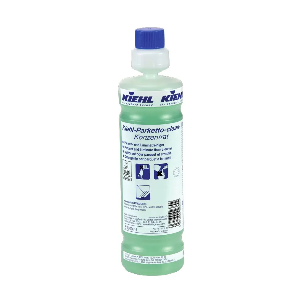 Parketto-Clean koncentrátum Kiehl, 1 l, fából készült illetve laminált padló tisztítószer