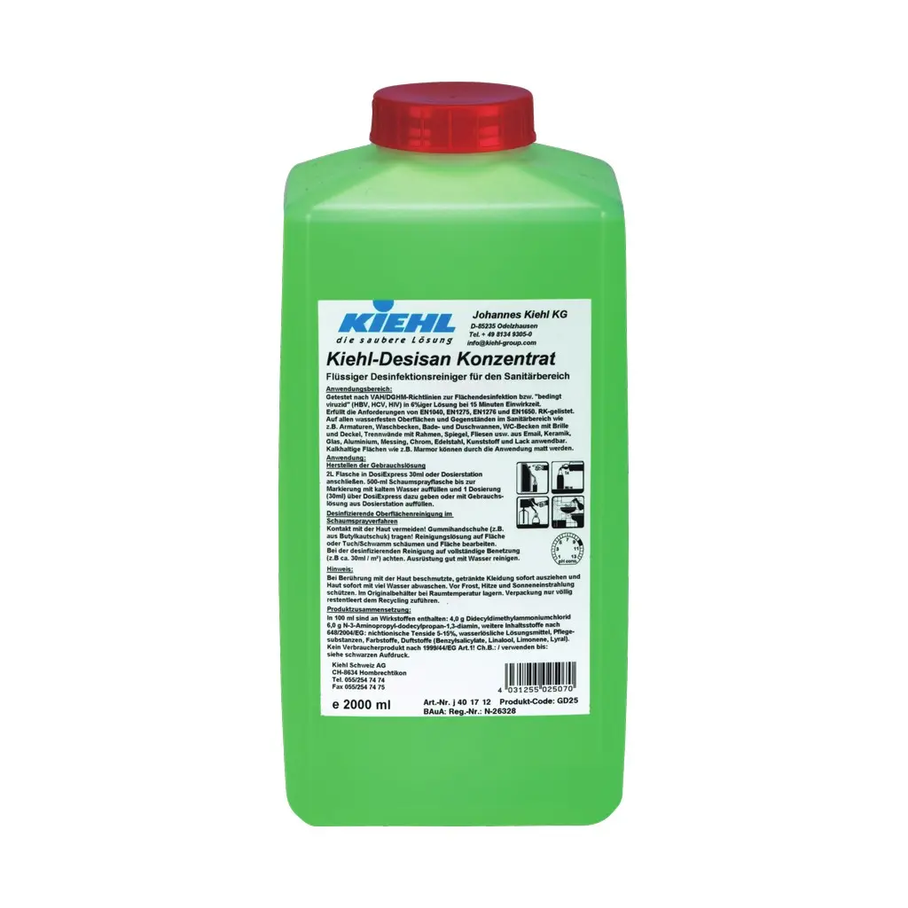 Desisan konc. Kiehl, 3x2 l, szanitertisztító, savmentes fertőtlenítő tisztítószer