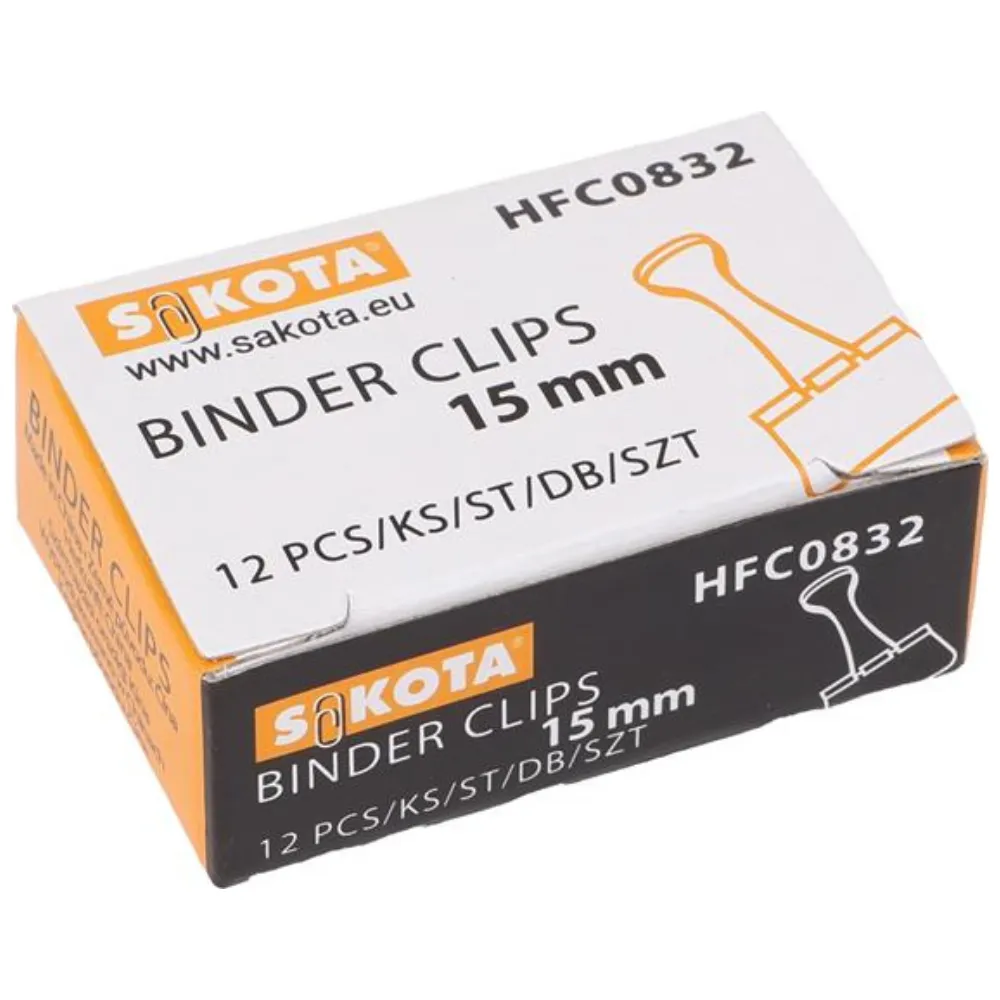 [CWINJ11167] Bindercsipesz, 15 mm, fekete