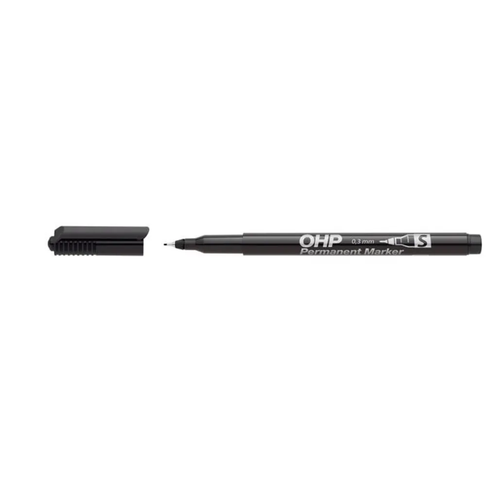 Alkoholos marker, OHP, 0,3 mm, S, ICO, fekete 10db/csom.