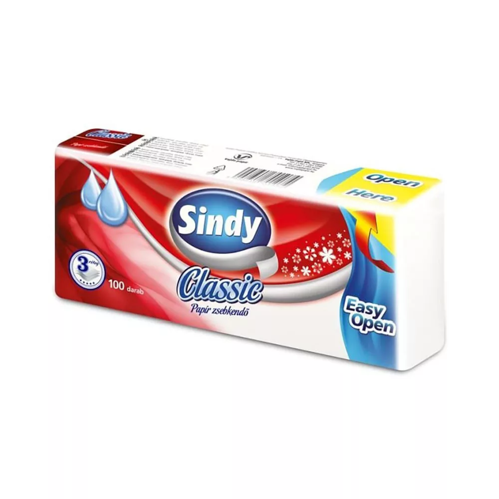 [VAKPC31001737] Sindy Classic papírzsebkendő, 100 db/csomag, cellulóz