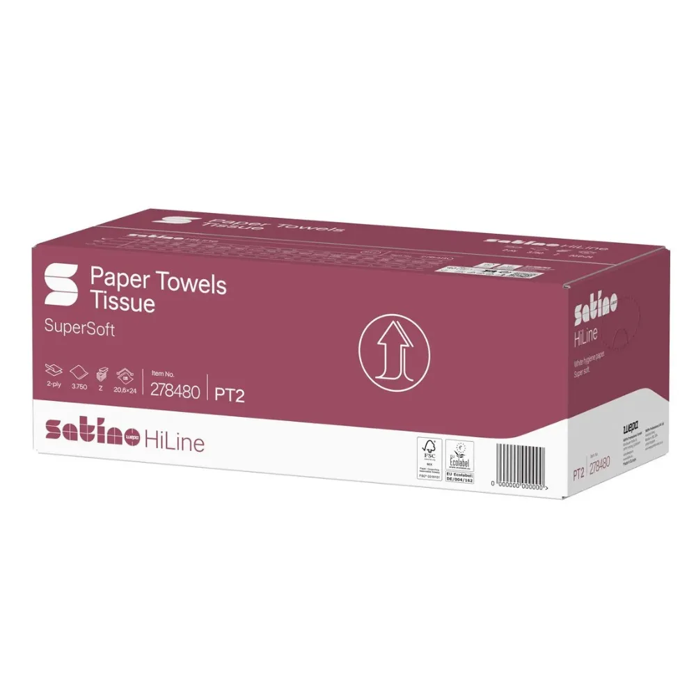[WE278480] Wepa HiLine papír kéztörlő, fehér, 2 réteg , cellulóz, 20,6x24 cm, 25 x 150 lap, Z hajtás