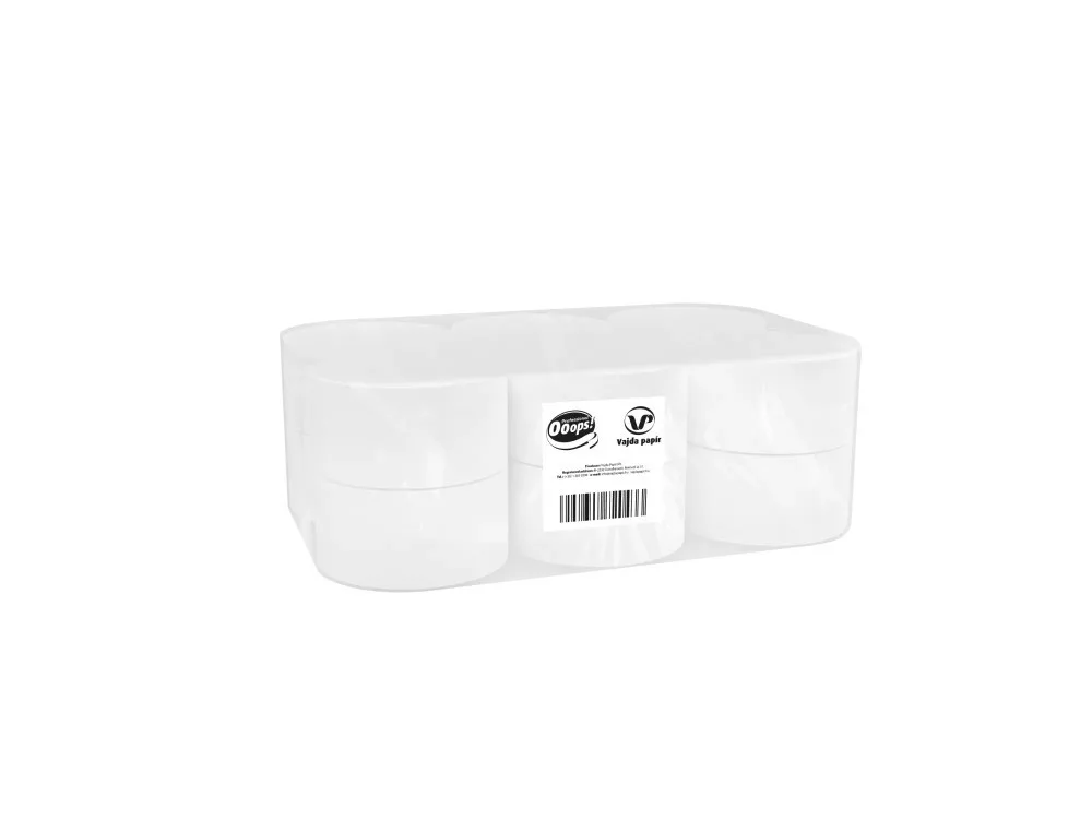 Ooops! Mini Jumbo toalettpapír, fehér, 2 réteg, cellulóz, D19, belső magos, 6 tek./karton