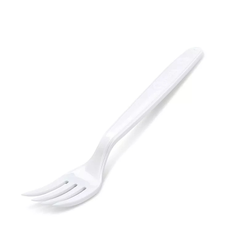 [HT9019] Műanyag villa, újrahasználható, fehér, 18cm, 50db/csom., 2000 db/karton