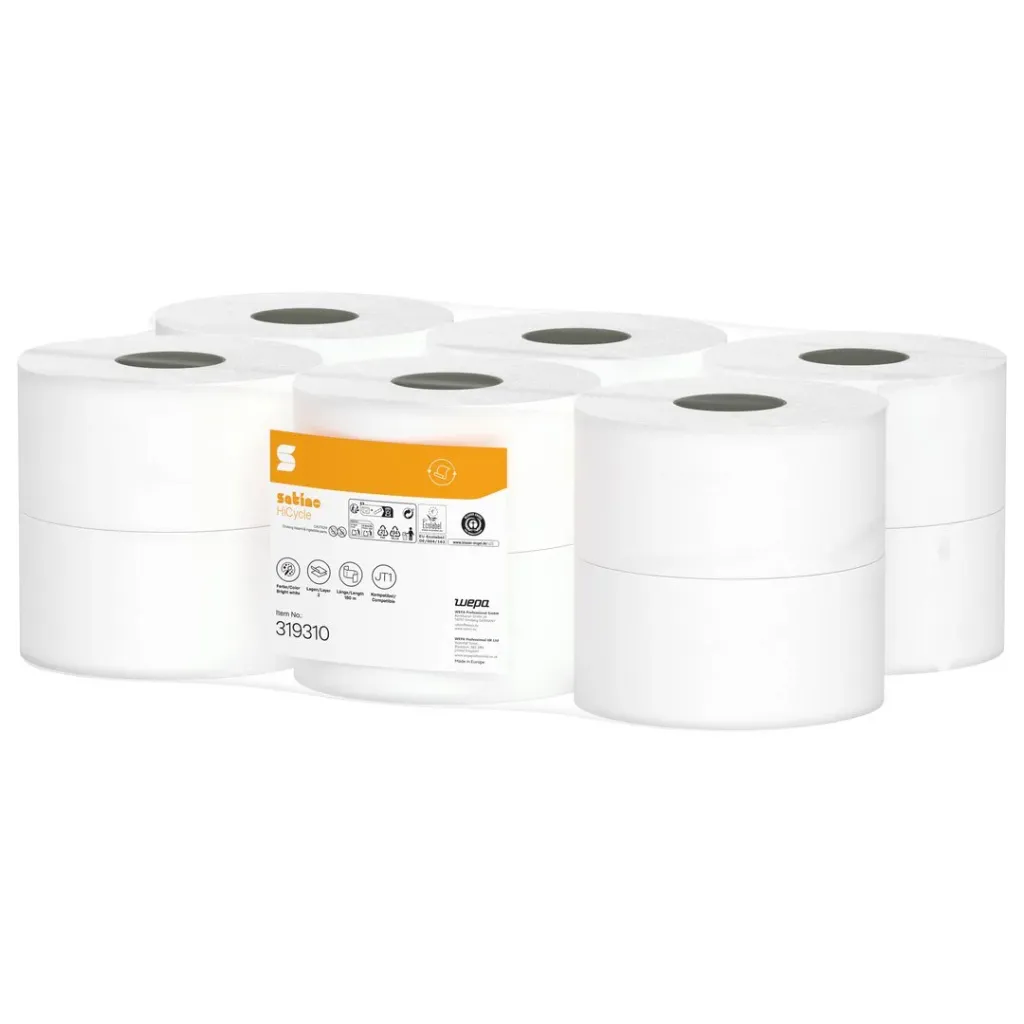 Wepa HiCycle tekercses toalettpapír, fehér, 2 réteg,  D19, 12 tek./karton , Ex: WE317810