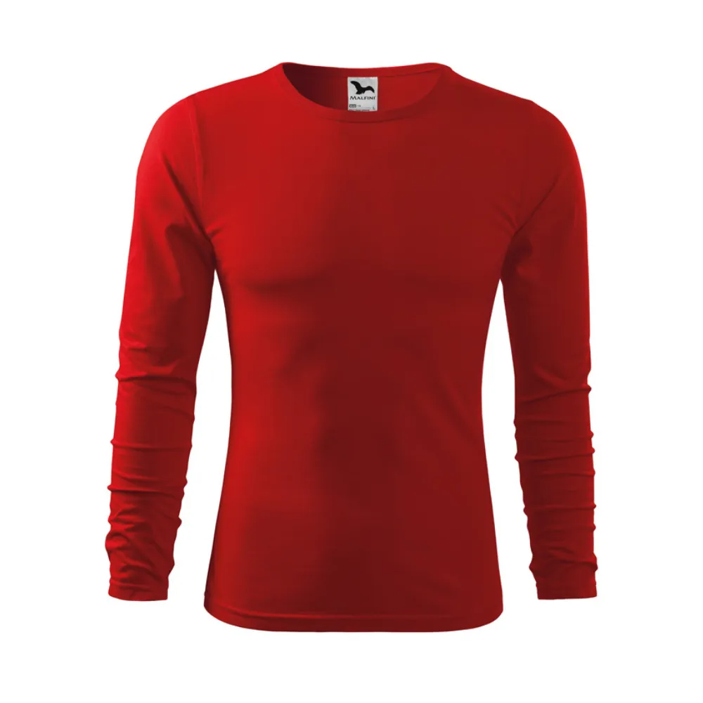 [RS1190713/S] Munkaruházat Férfi hosszú ujjú póló, piros, 160 g/m² (S)