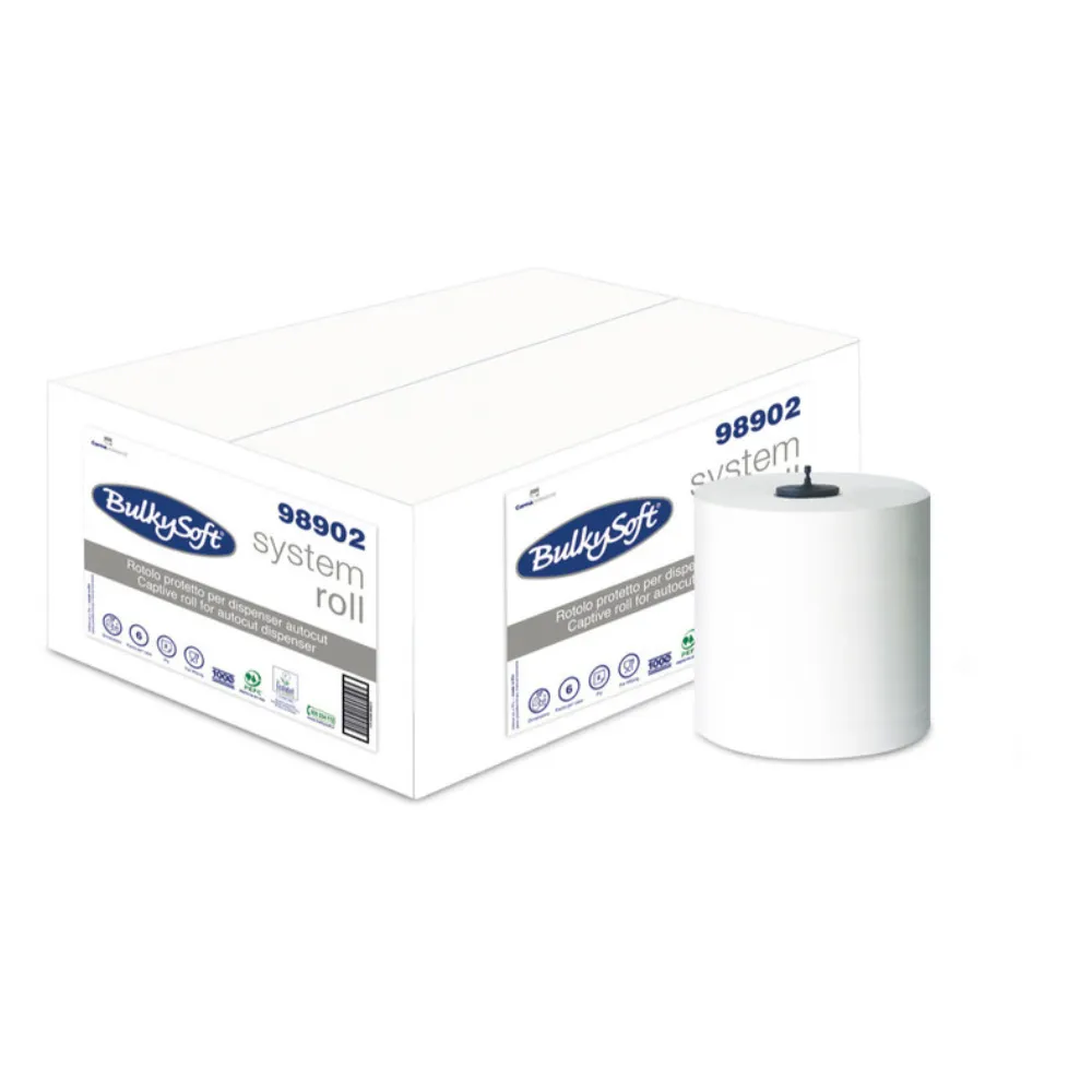 BulkySoft Universal System laponkénti adagolású kéztörlő (MTC), 20cm, 2 r.hófehér, 250 méter/tekercs, 100% cellulóz, 6 tekercs/doboz