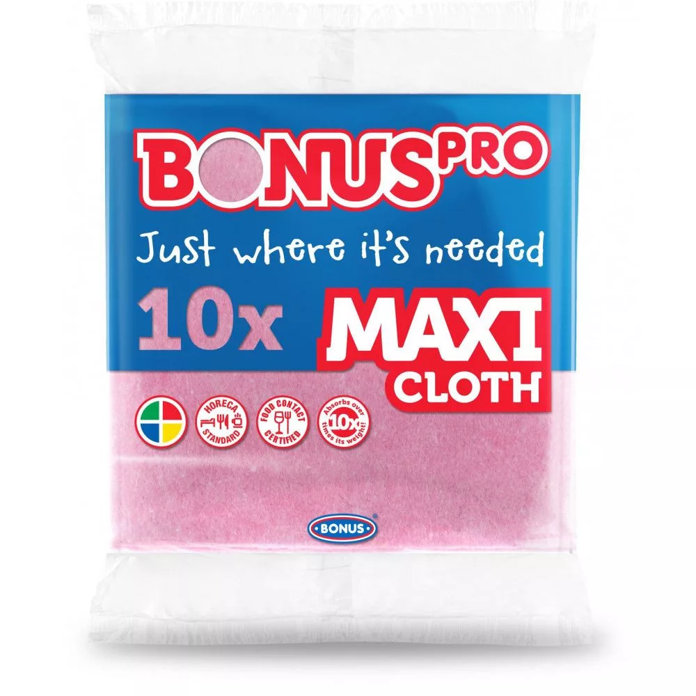 [BOB273] BonusPRO MAXI Általános törlőkendő pink 10/1 HoReCa - HACCP ,38 x 40 cm