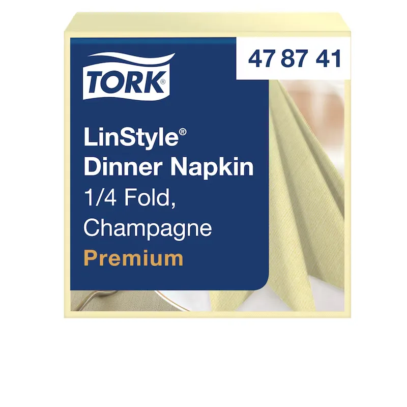 [TO478741] Tork Linstyle Dinner szalvéta, pezsgő, 1/4 hajtogatás, iparilag komposztálható 14x50