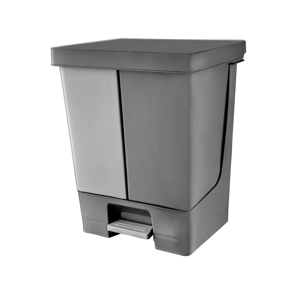 Pedálos szelektív szemetes kivehető vödörrel Fekete-szürke 25+25L, DUO