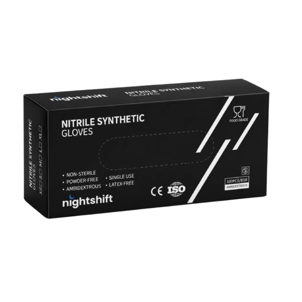 [FLNS000L] Nightshift, gumikesztyű, nitril, fekete, L, 100db/doboz