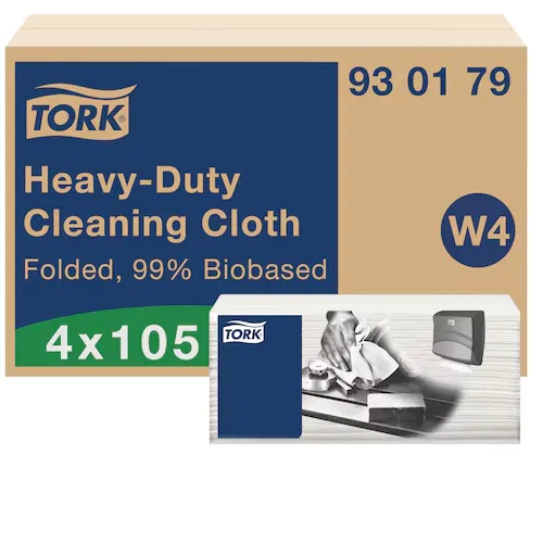 [TO930179] Tork bioalapú, szöszszegény tisztítókendő, fehér, 4x105/karton, 1 réteg, W4 ,10,92x35.56 cm