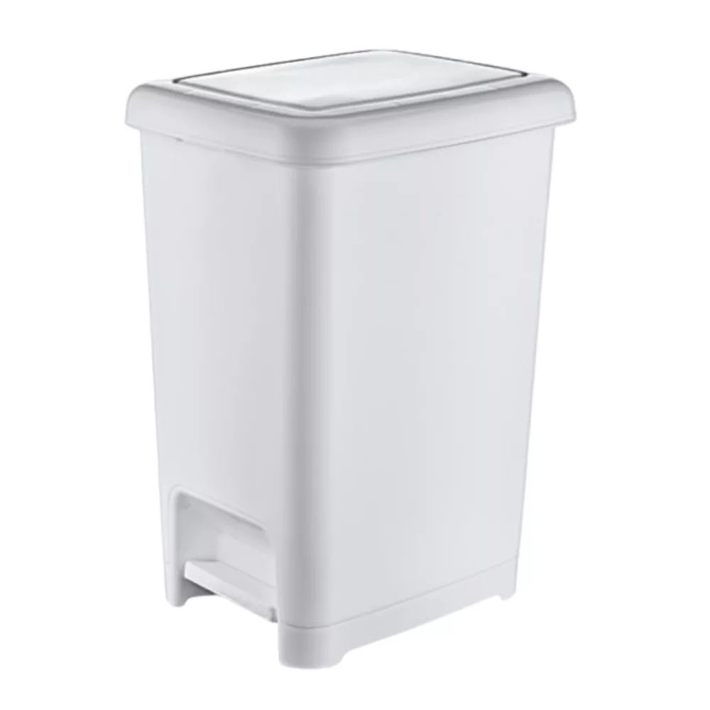 Slim pedálos szemetes, fehér, 60L