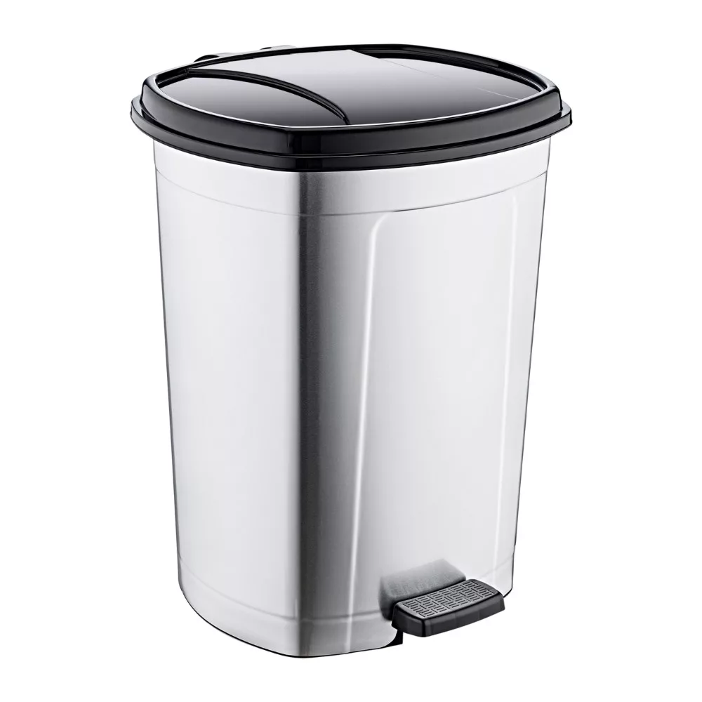 Fémhatású pedálos szemetes kivehető vödörrel, 50L