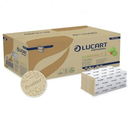 Lucart EcoNatural papír kéztörlő, barna, V hajtott, 2 réteg, 20csom./karton