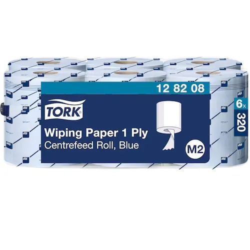 [TO128208] Tork belsőmagos törlőpapír, kék, 1 réteg, 320 méter, M2, 6 tekercs/karton