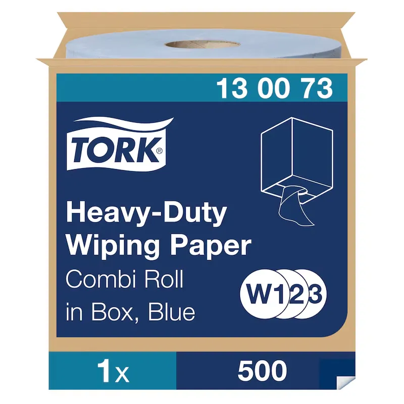 [TO130073] Tork nagy teljesítményű törlőpapír, kék, 170 méter, 500 lap, 2 réteg, W1/2/3