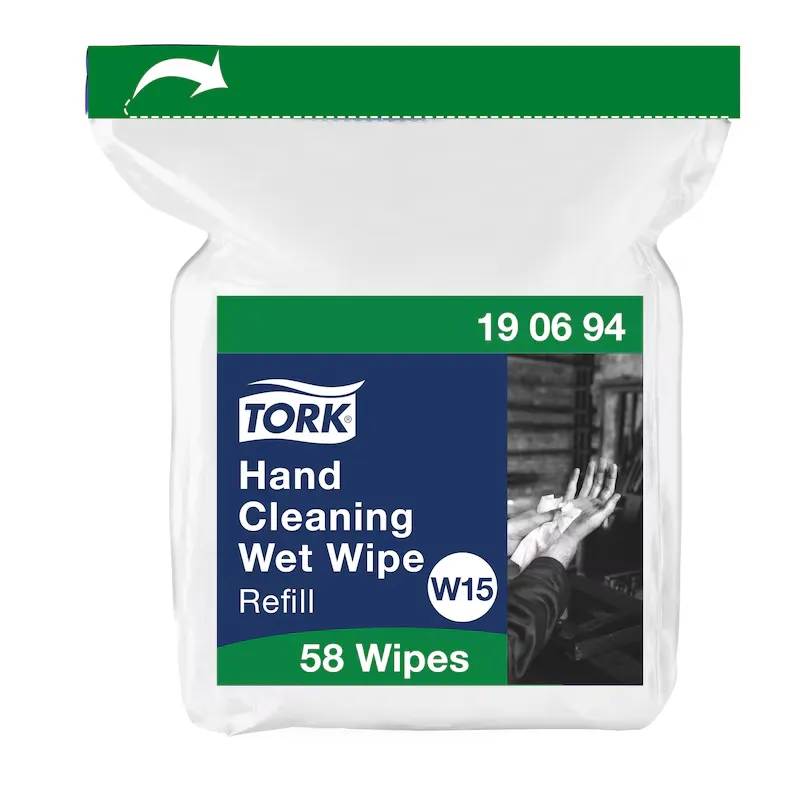 [TO190694] Tork felülettisztító nedves kendő utántöltő, fehér, 1 réteg, 27 × 27 cm, 58 db, W15, 4 db/karton