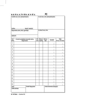 [CWNVB1070253A5] Nyomtatvány, szállítólevél, 25x3, A5, "B.10-70", 10 tömb/csomag
