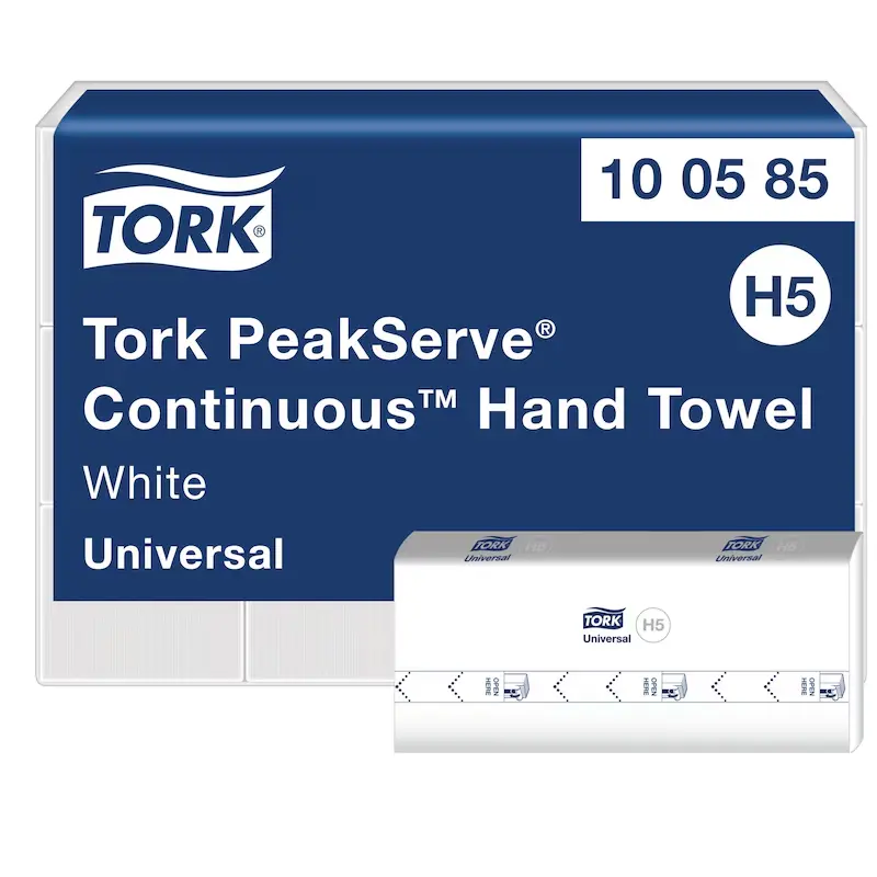 Tork PeakServe folyamatos adagolású papír kéztörlő, fehér, 1 réteg, 22,5x 20,1 cm, 12 csom./karton, H5