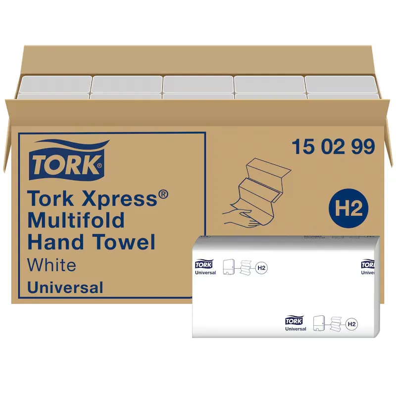 [TO150299] Tork Xpress Gazdaságos Multifold papír kéztörlő, fehér, 2 réteg, 23,4 x 21,3 cm, 20 csom./karton, Z hajtás, H2