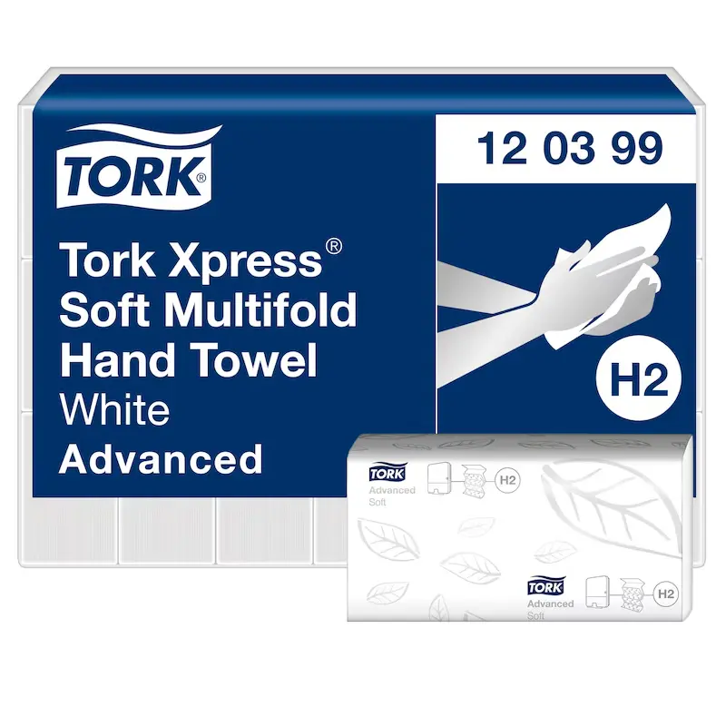 [TO120399] Tork Xpress Soft Multifold papír kéztörlő, fehér, 2 réteg, 34 x 21,2 cm, 21 csom./karton, W hajtás, H2