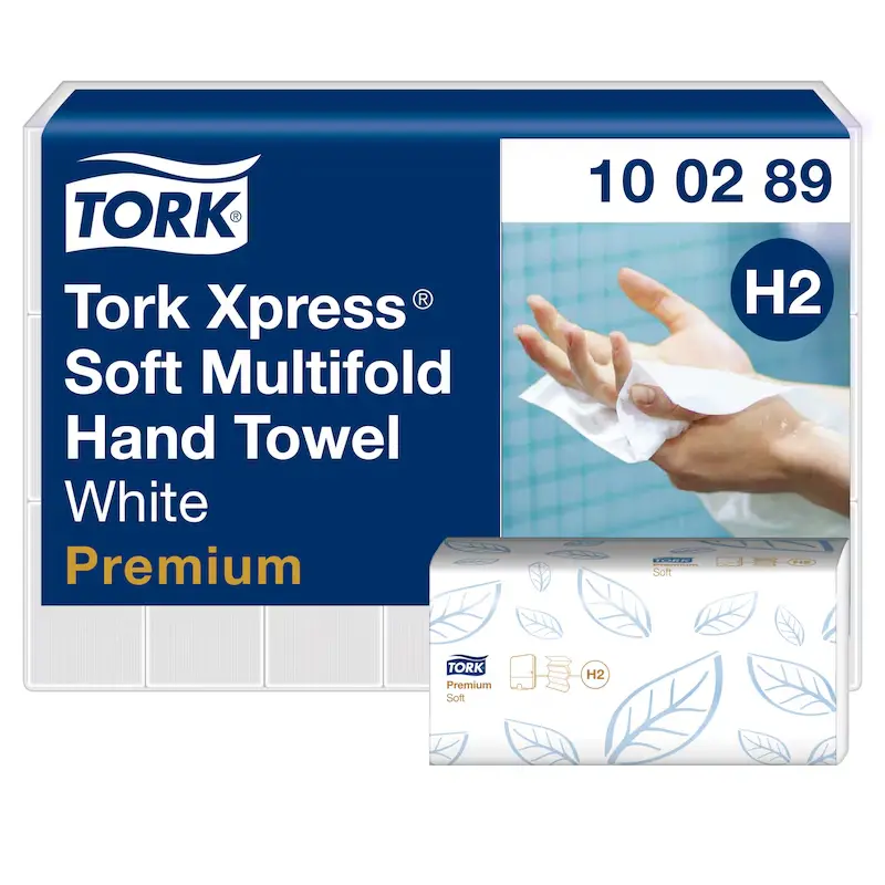 Tork Xpress Soft Multifold papír kéztörlő, fehér, 2 réteg, 25,5 x 21,2 cm, 21 csom./karton, W hajtás, H2