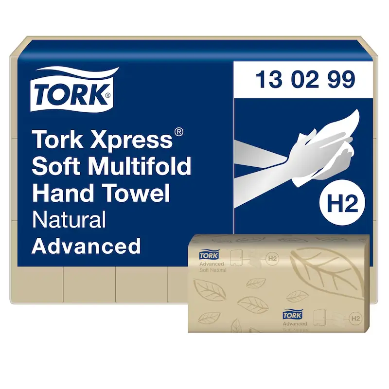 [TO130299] Tork Xpress Soft Multifold papír kéztörlők, natúr, 2 réteg, 24 x 21,3 cm, 21 csom./karton, Z hajtás,  H2