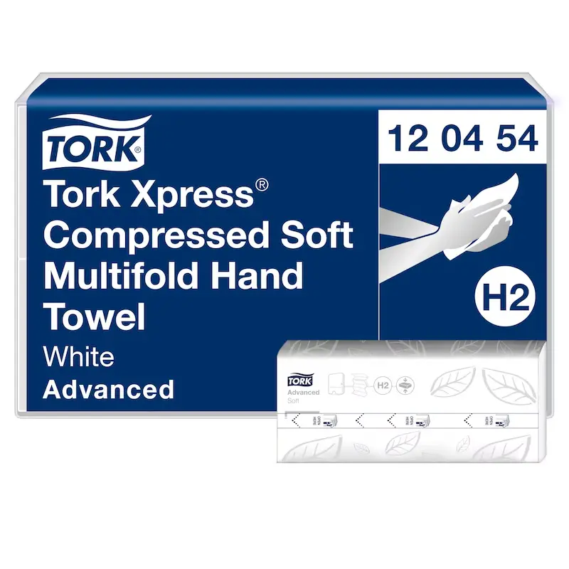 [TO120454] Tork Xpress tömörített soft multifold papír kéztörlő, fehér, 2 réteg, 32,2 x 21,2 cm, 12 csom./karton, W hajtás, H2