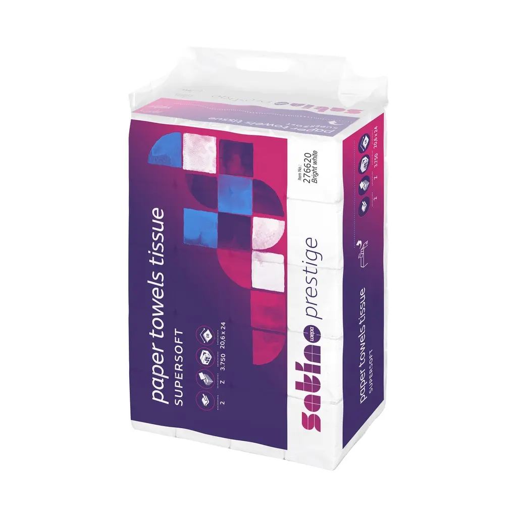 Wepa HiLine papír kéztörlő, fehér, 2 réteg, cellulóz, 20,6x24 cm, 25 x 150 lap, Z hajtás