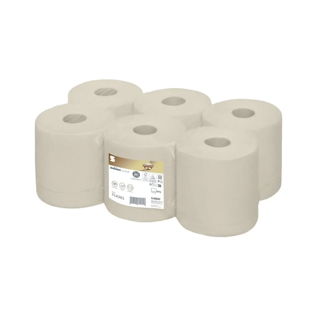 [WE314300] Wepa PureSoft tekercses papír kéztörlő, natúr, 2 réteg, 170m, PT1, 6 tek./karton