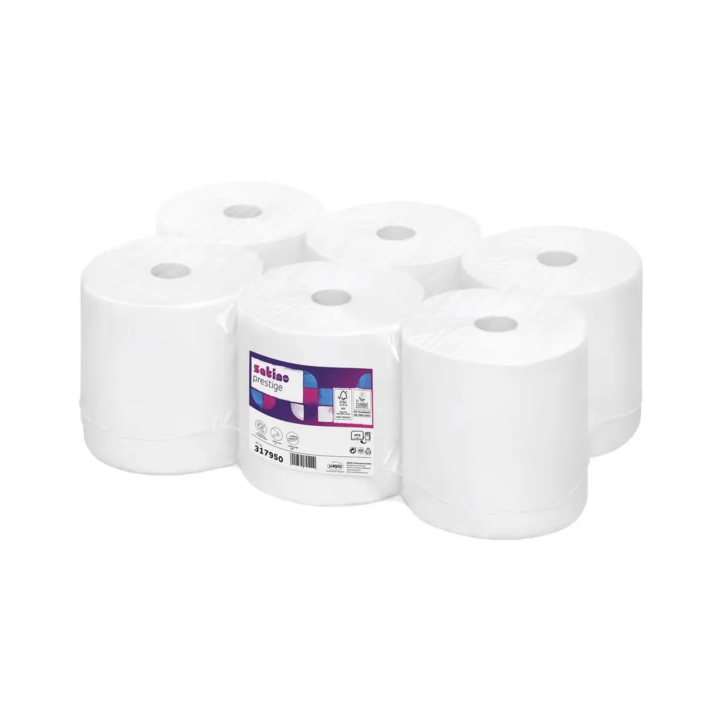 Wepa HiLine tekercses papír kéztörlő, fehér, 3 réteg, cellulóz, 120 m, PT1, 6 tek./karton , Kifutó